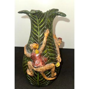 Cedar Creek Collection 3D Palm Monkeys Bananas Vase